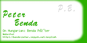 peter benda business card